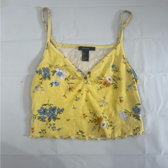 🌼 Forever 21 Yellow Floral Crop Top – Size Small 🌼 - Picture 5 of 9